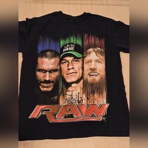 WWE Monday Superstars Shirt Boy's XL Black Graphic Crew Neck Short Sleeve